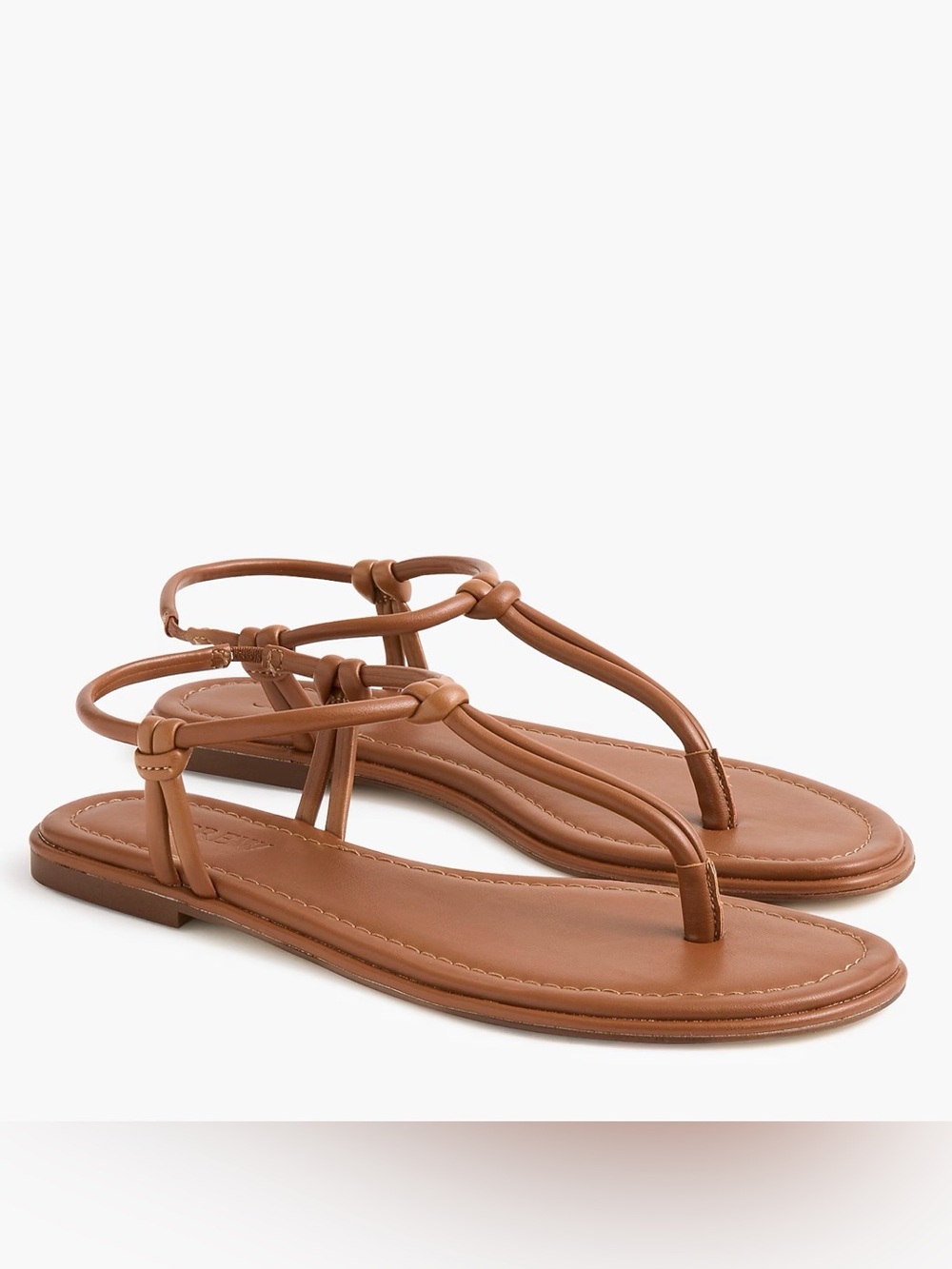 J. Crew factory Brown Leather Knotted T-Strap Sandals